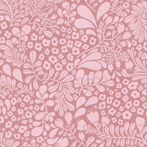Serene Flowing Flowers - Textured, Rose Pink, Garden, Vines