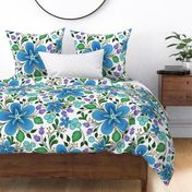 Welcome Home Fanciful Floral in Blue, Purple, and Teal