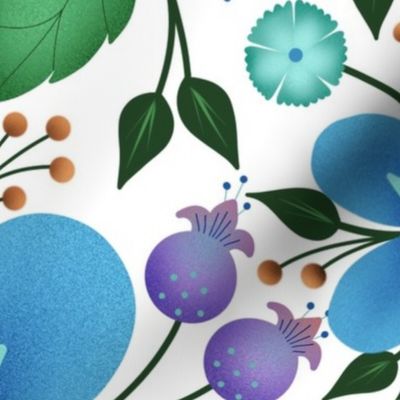 Welcome Home Fanciful Floral in Blue, Purple, and Teal