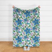 Welcome Home Fanciful Floral in Blue, Purple, and Teal