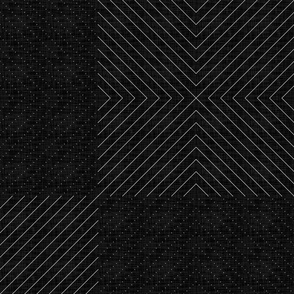 White Stitches on Black - Minimalist Geometric Texture / Large