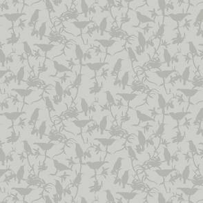 Hummingbirds Chinoiserie Grey Smaller Scale