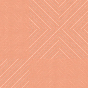White Stitches on Peach - Minimalist Geometric Texture / Large