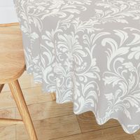 Art Nouveau Damask - White and Gray - Large Scale