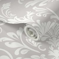 Art Nouveau Damask - White and Gray - Large Scale