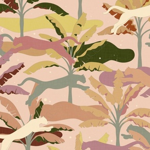 Vintage Tropical Jungle with Big Cats - Dreamy Wildlife / Large