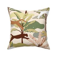 Vibrant Tropical Jungle with Big Cats - Wilderness in Earthy Shades / Large