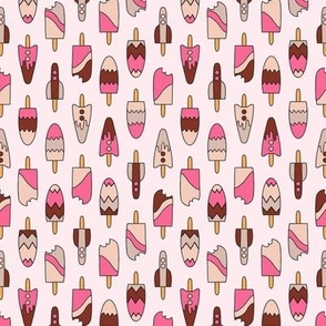 409 - Small scale two directional  ice cream popsicles in strawberry, chocolate and vanilla, rocket ships - for kids apparel, dresses, leggings, tops, nursery accessories and children’s wallpaper, duvet cover, birthday party tablecloth 