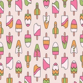409 - Small scale two directional  ice cream popsicles in mint, pistachio,, strawberry, chocolate and vanilla, rocket ships - for kids apparel, dresses, leggings, tops, nursery accessories and children’s wallpaper, duvet cover, birthday party tablecloth 