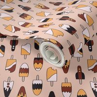 409 - small  scale two directional  ice cream popsicles in zesty orange, chocolate and vanilla, rocket ships - for kids autumn apparel, dresses, thanksgiving  leggings, tops, nursery accessories and children’s wallpaper, duvet cover, birthday party tablec