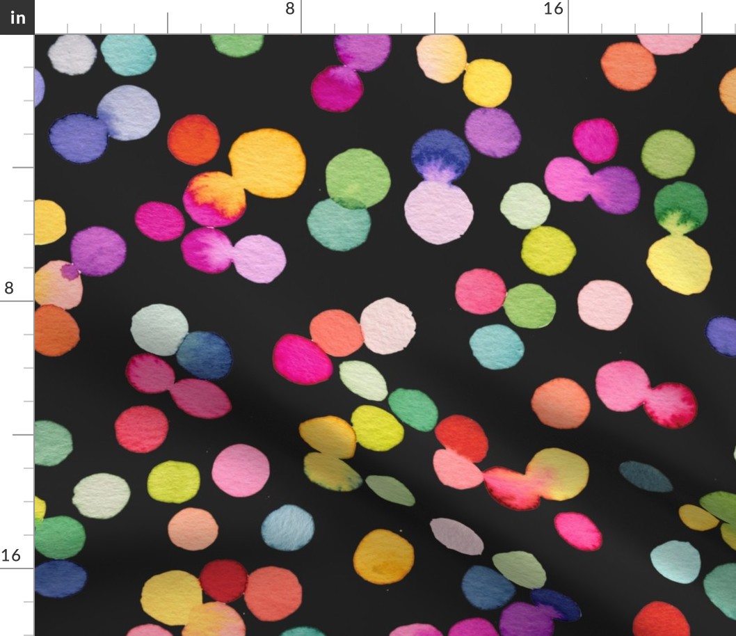 Festive watercolor dots confetti Modern geometric Multicolor Black Jumbo Large