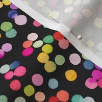 Festive watercolor dots confetti Modern geometric Multicolor Black Small