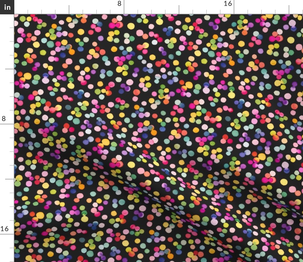 Festive watercolor dots confetti Modern geometric Multicolor Black Small
