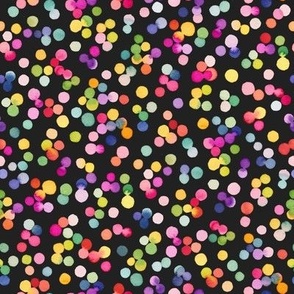 Festive watercolor dots confetti Modern geometric Multicolor Black Micro