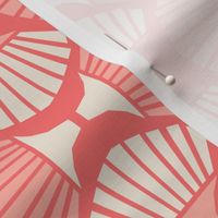 Angular fan seashell geometric block print in peach, pink and white (medium)