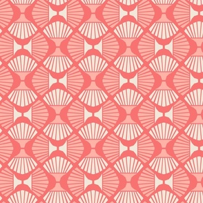 Angular fan seashell geometric block print in peach, pink and white (medium)