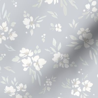 Watercolor Florals Gray