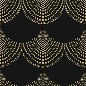 Art deco gold and black fish scale pattern