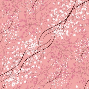 Tranquil Blossoms on Rose: A Minimalist Cherry Blossom Delight