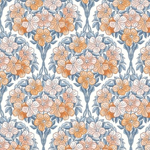 Delicate Plumbago Bouquet - peach orange and sage blue, medium 