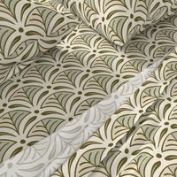 Scallop Leaves in Green and Cream, Whimsical Woodland Leaf Wallpaper