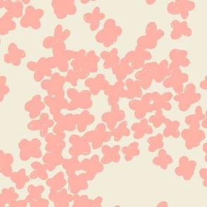Small flowers scattered | tangled flowers in pink | Large Version | Modern cream and pink floral print 