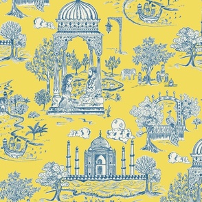 Agra Toile/Large in Bright yellow and blue