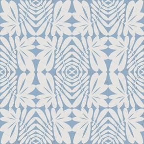 My Coastal Home Abstract Flower Pattern in denim blue and light cream