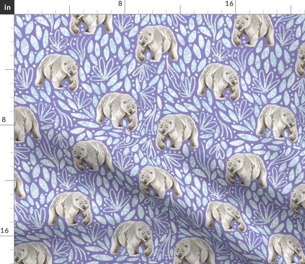 Medium - Polar Bears and Ice Crystals - Purple Background - Winter Bears