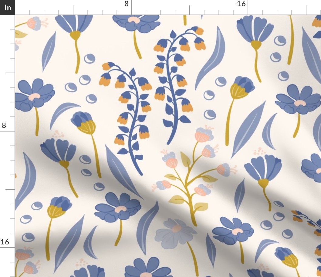 Floral Pattern in pastel colors on light background