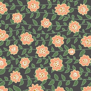 sweet floral stripe with green and peach