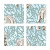 Large - Polar Bears and Ice Crystals - Grey Background - Winter Bears