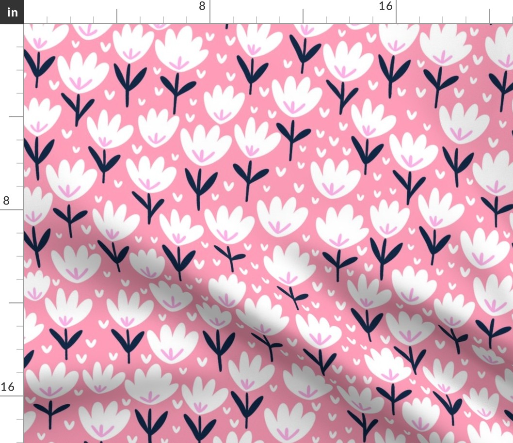 Pink Flower Patch - Unicorn Dance coordinate, large scale