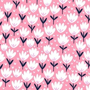 Pink Flower Patch - Unicorn Dance coordinate, half scale