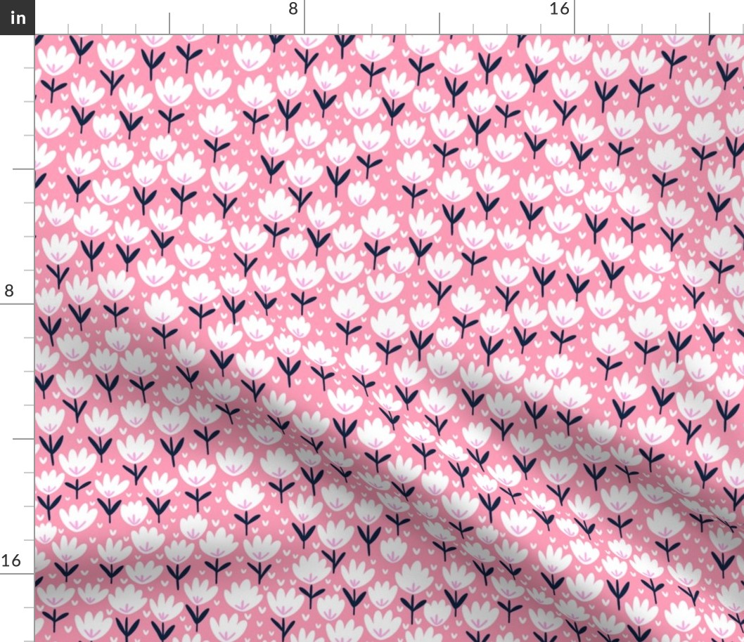 Pink Flower Patch - Unicorn Dance coordinate, half scale
