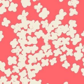 Small, scattered tangled flowers in white | Large Version | Modern pink floral print 
