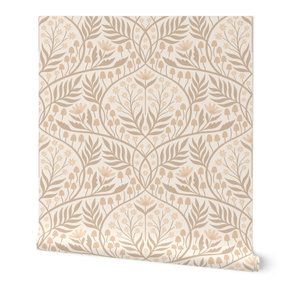 Botanical Damask | Large Scale | Muted Wallpaper | Spoonflower