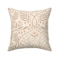 Botanical Damask | Large Scale | Muted beige brown floral