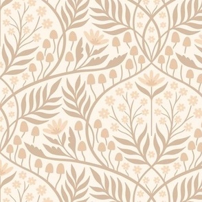 Botanical Damask | Regular Scale | Muted beige brown floral