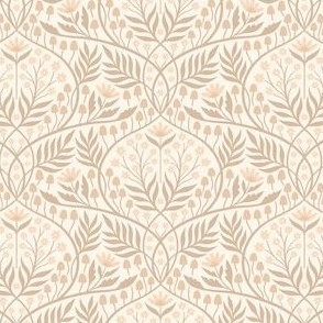 S | Botanical Damask | Muted beige brown floral