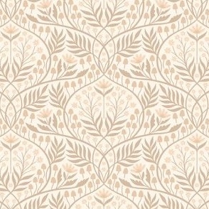 Botanical Damask | Small Scale | Muted beige brown floral