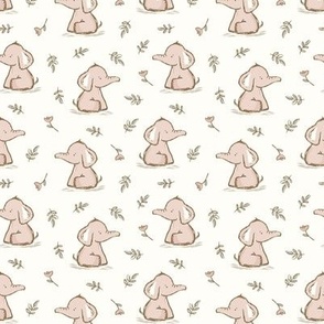 ( small ) Pink, baby girl, Elephant, nursery, pink flowers 