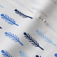 Blue bird cage feather on white background co-ordinate