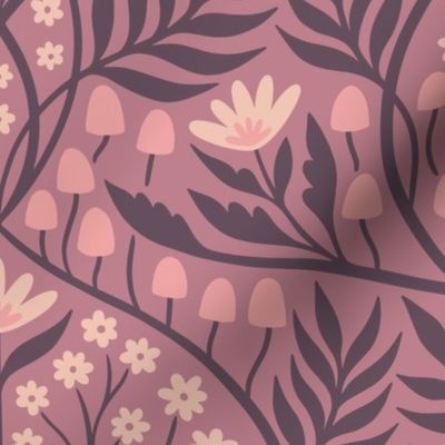 Botanical Damask | Large Scale | Mauve Dusky Pink & Blush Floral