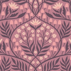 Botanical Damask | Large Scale | Mauve Dusky Pink & Blush Floral