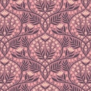 Botanical Damask | Small Scale | Mauve Dusky Pink & Blush Floral