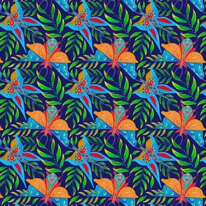 Butterfly colourful design on navy blue background
