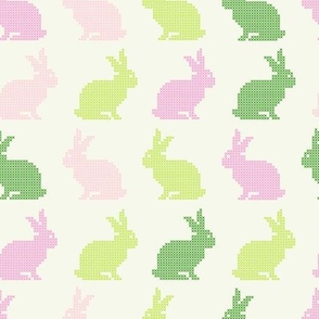 Colourful cross stiched bunnies