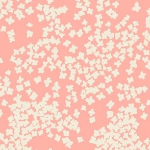 Small Flowers scattered | tangled flowers in white | Medium Version | Modern, peachy pink floral print 