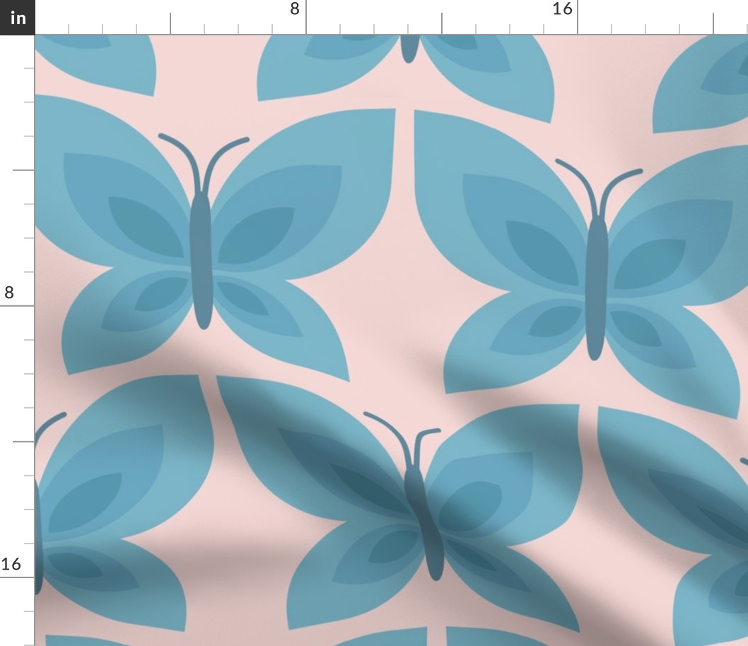 blue  butterflies geometrical happy welcoming walls - medium